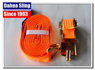 Orange Ratchet Tie Down Straps Cargo Lashing Belt With Buckle 25mm * 1T JD Hook